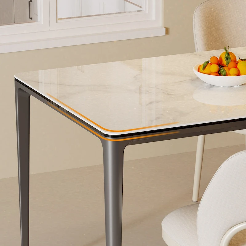 Luxurious Italian Marble Dining Table Sintered Stone Top Rectangular - 61.81x11.42x11.81 inch