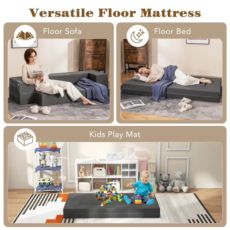 Costway 8-Inch Folding Sofa Bed with High-density Foam & Washable