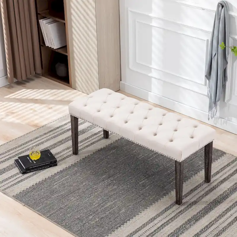Upholstered Tufted Bench Ottoman Accent Bench