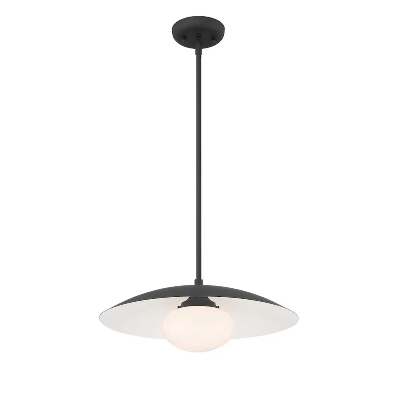 Lumanity Declan Modern Disc Matte Black 18  Pendant Ceiling Light - 18  D x 18  W x 6.5  H