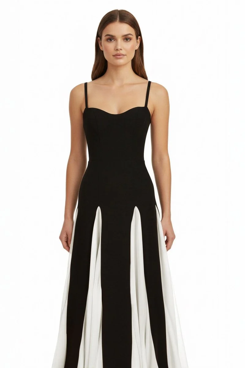 White - Spaghetti Straps Sleeveless A Line Satin Long Prom Dresses