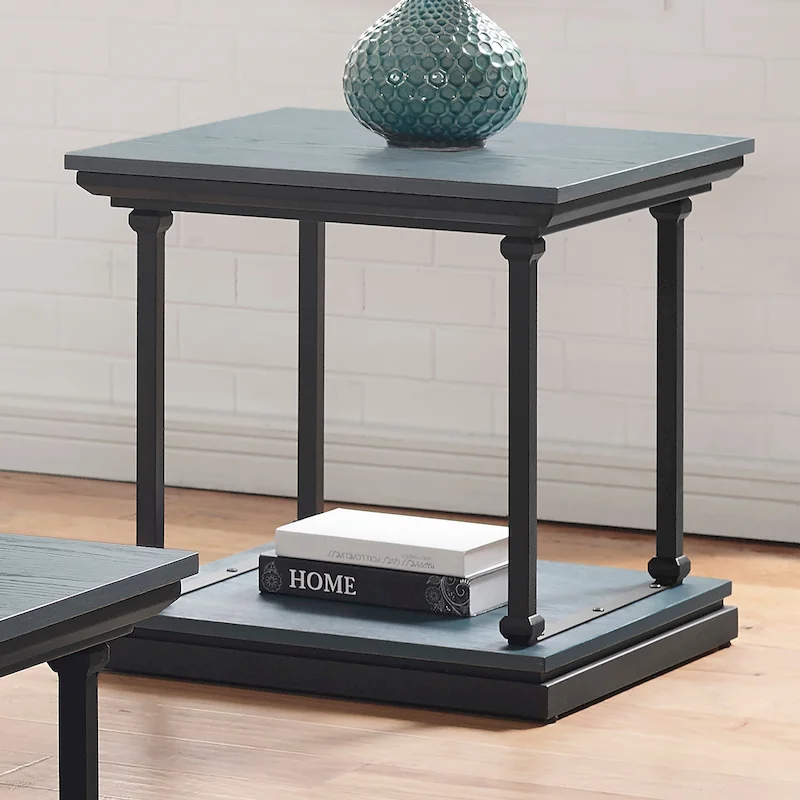 Antique / Dark Oak Transitional 1-Shelf Square End Table – 4 Colors