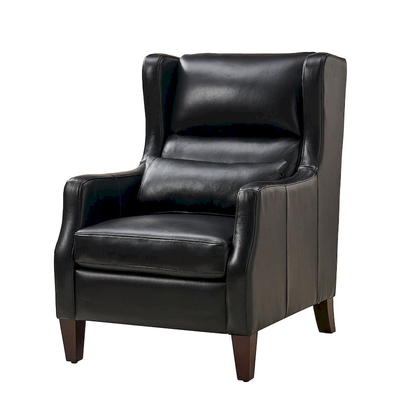 Erich Genuine Leather Wingback Armchair with Pillow by HULALA HOME
