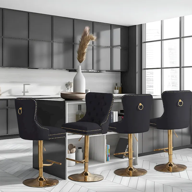 Modern Upholstered Adjusatble Thick Swivel Counter Barstools