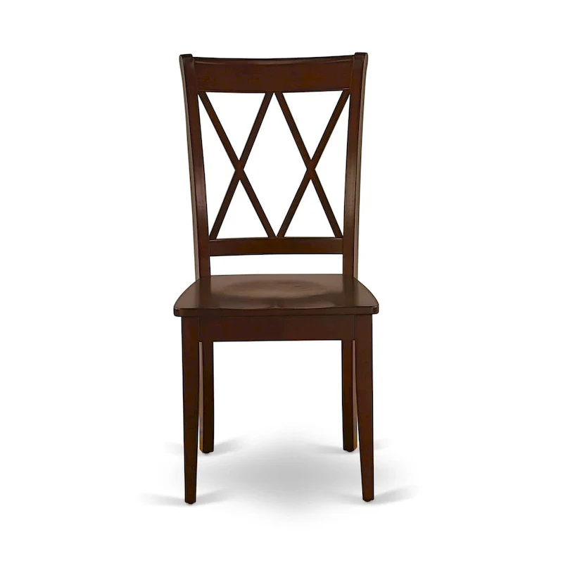 East West Furniture 3 Piece Dining Table Set- a Round Kitchen Table with Pedestal and 2 Dining Chairs, Mahogany(Seat Options)