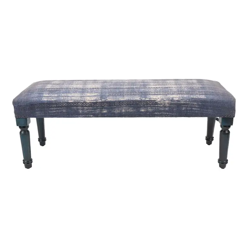 47 Antique Blue Distressed Rectangular Bench
