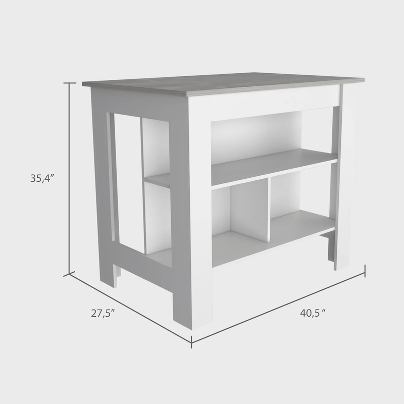 Kitchen Island with Four Legs, Three Shelves