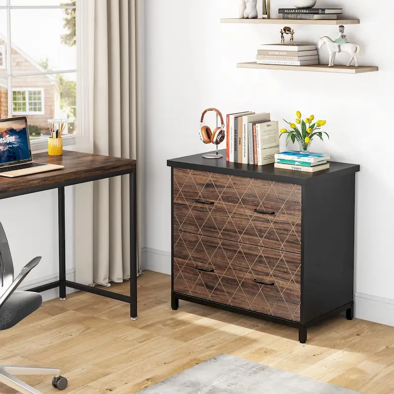 2 Drawer Lateral File Cabinet Printer Stand with Stroage