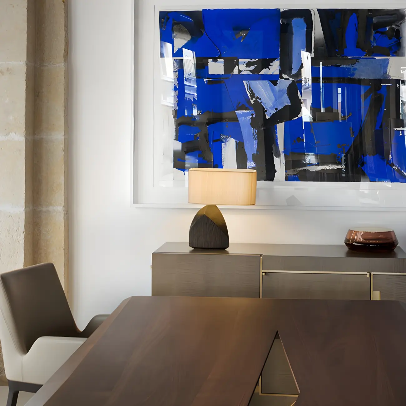 LED Natural Wood Fabric Bedside Table Lamp Japandi Style