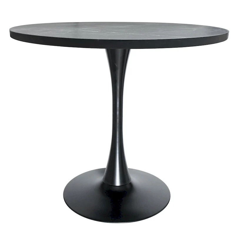 36 Round Dining Table with MDF Top and Black Iron Base