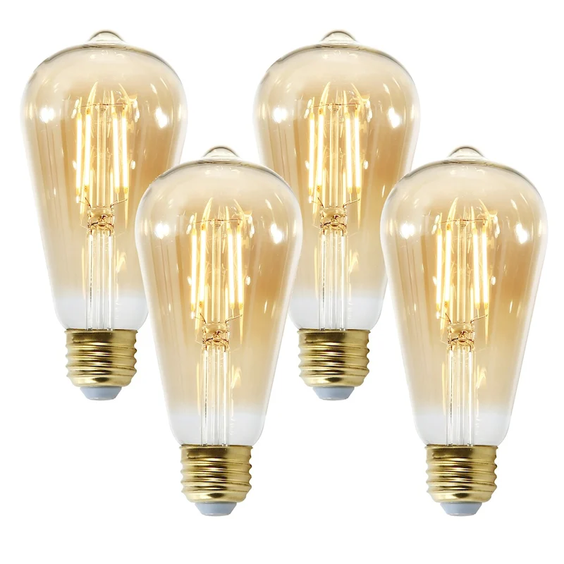 Light Society Holland ST21 Amber LED Vintage Filament Light Bulb - Set of 4