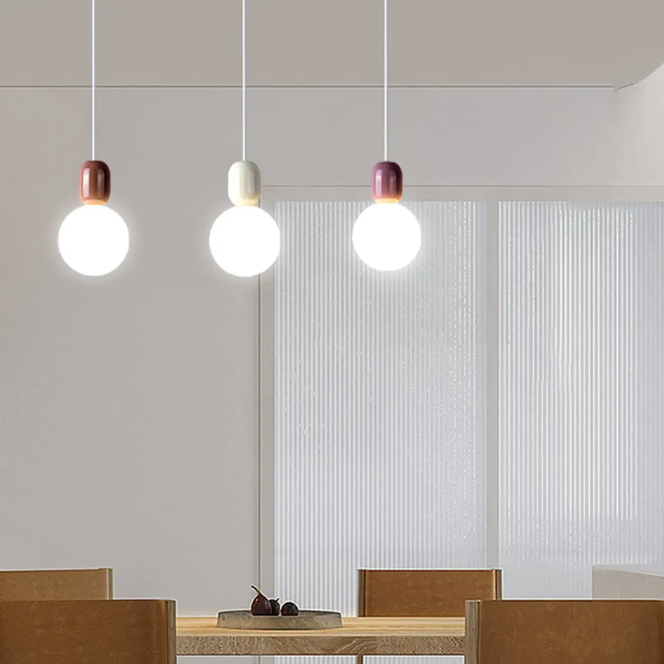 Modern White Metal Plastic Globe Pendant Light