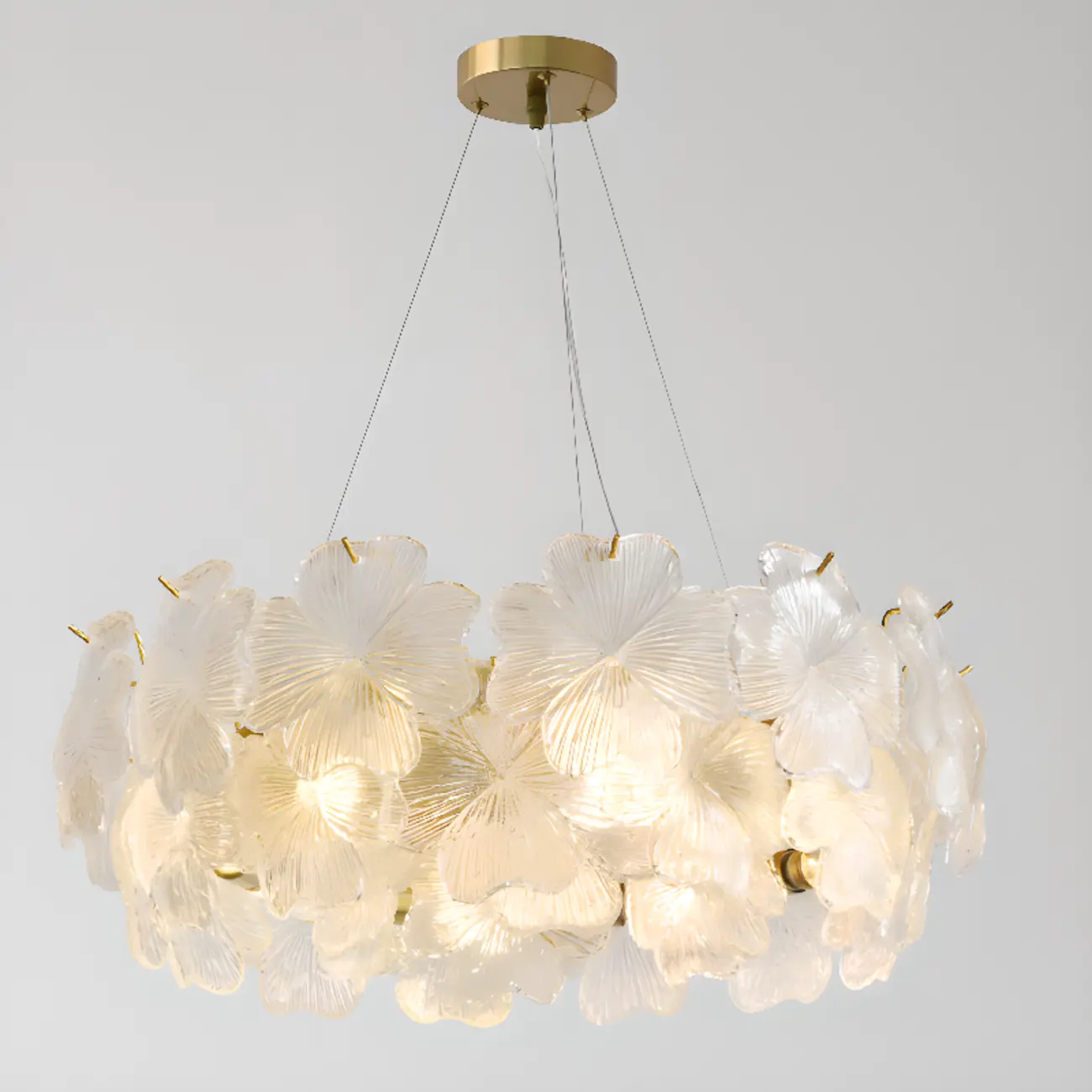 Elegant Round Cluster Floral Glass Chandelier