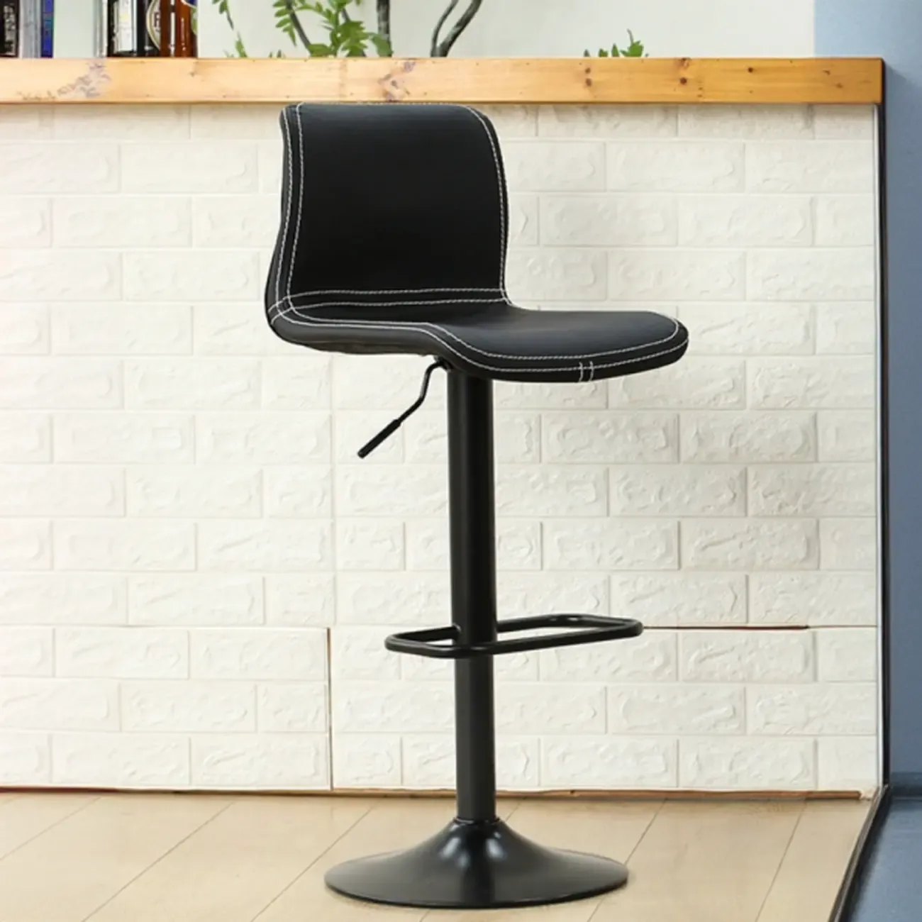 Leather Low Back Adjustable Swivel Sleek Bar Stools
