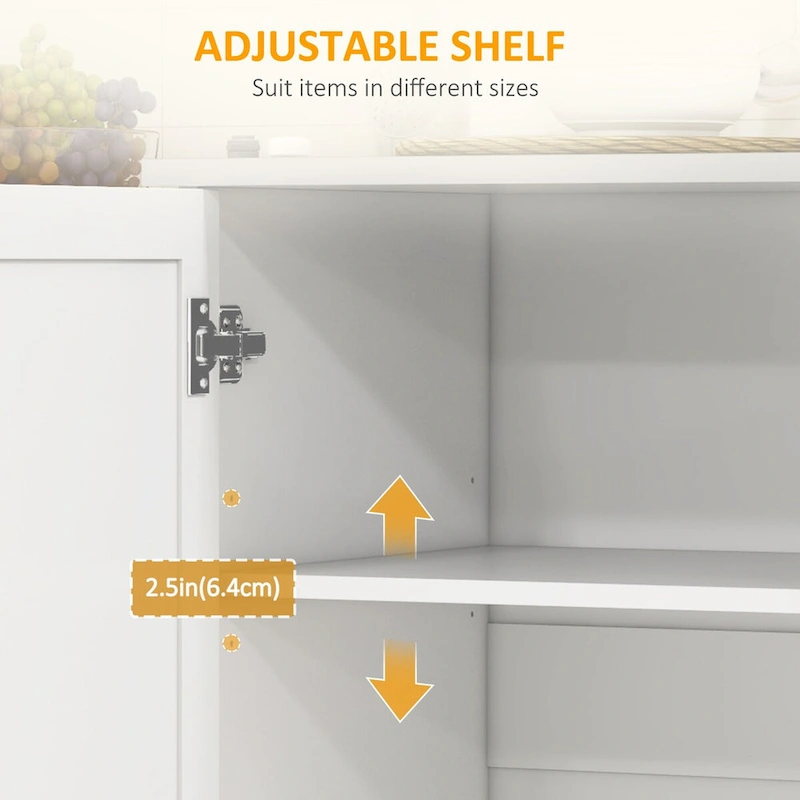 Rolling Kitchen Cart with Drawer, Towel Rack and Adjustable Shelves