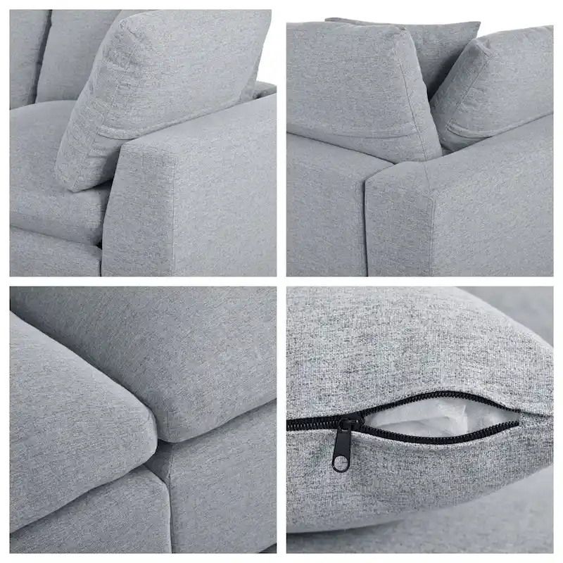 Modern U-Shape Sectional Sofa, 2 Large Chaise with Removable Ottomans