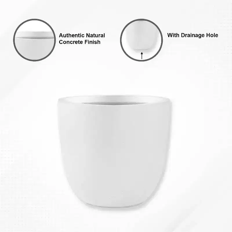 Rosemead Home & Garden Concrete Outdoor Planter Pot Chalk White 20.87"x20.87"x20.05"