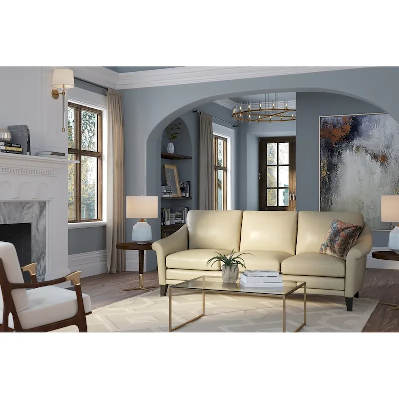 Sienna 100% Genuine Leather Midcentury Modern Loveseat