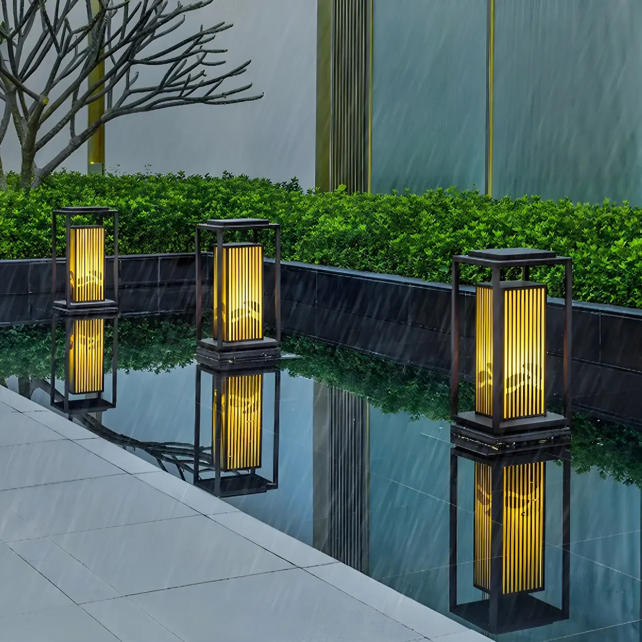 Elegant Vertical Open Rectangle Shade Post Cap Light