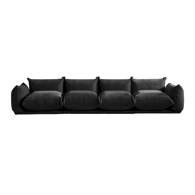 Mid-Century Modern Large 4 Seater Couch, Chenille Sectional Sofa 4 Seats Modular Couches with Thick Cushion