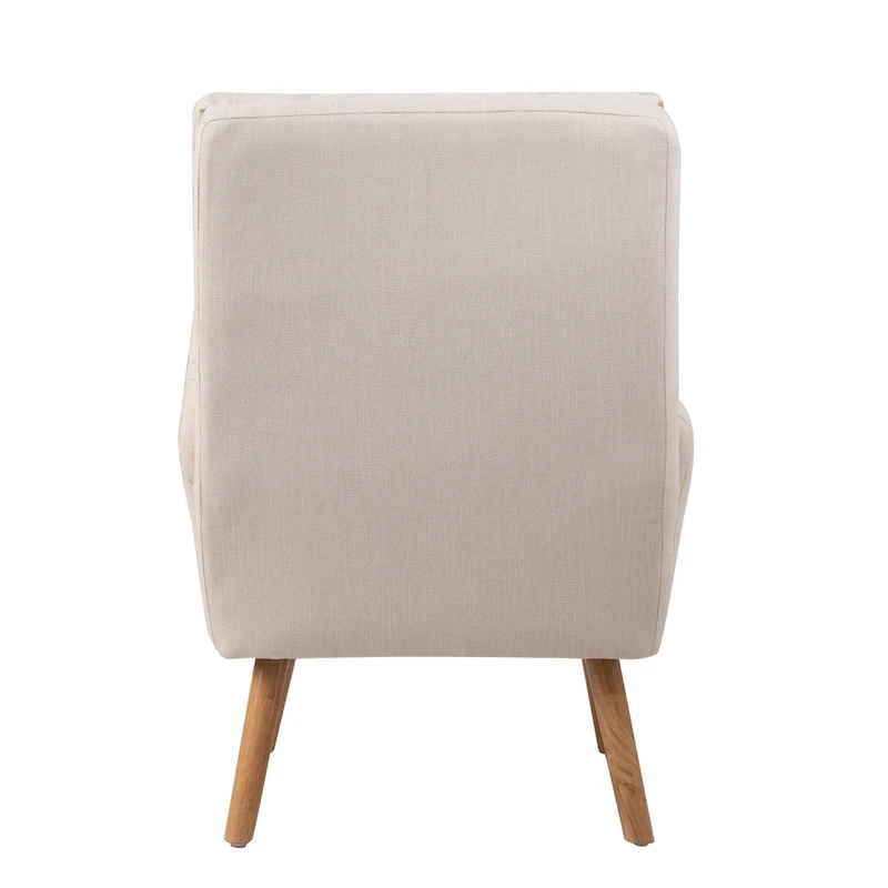 Accent Chair with Ottoman Set, Fabric Armchair with Wood Legs and Adjustable Backrest , Mid Century Modern Comfy Lounge Chair