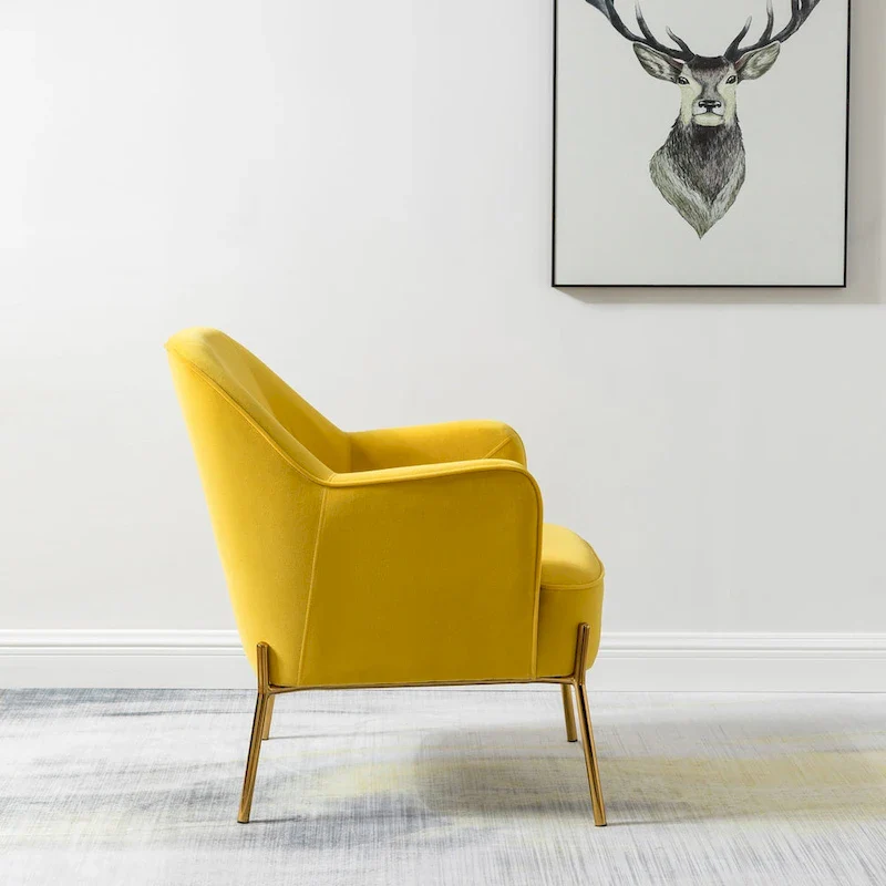 Ma Modern Velvet Accent Chair with Golden Legs Set of 2 by