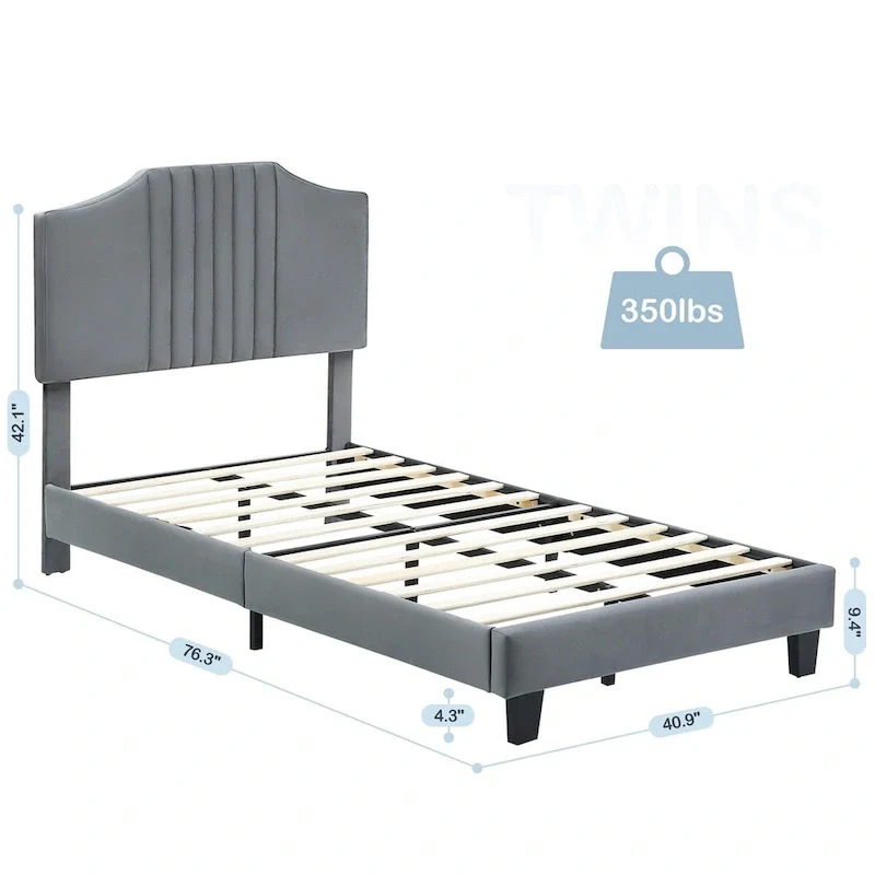 Upholstered Kids Tufted Bed Frame with Headboard