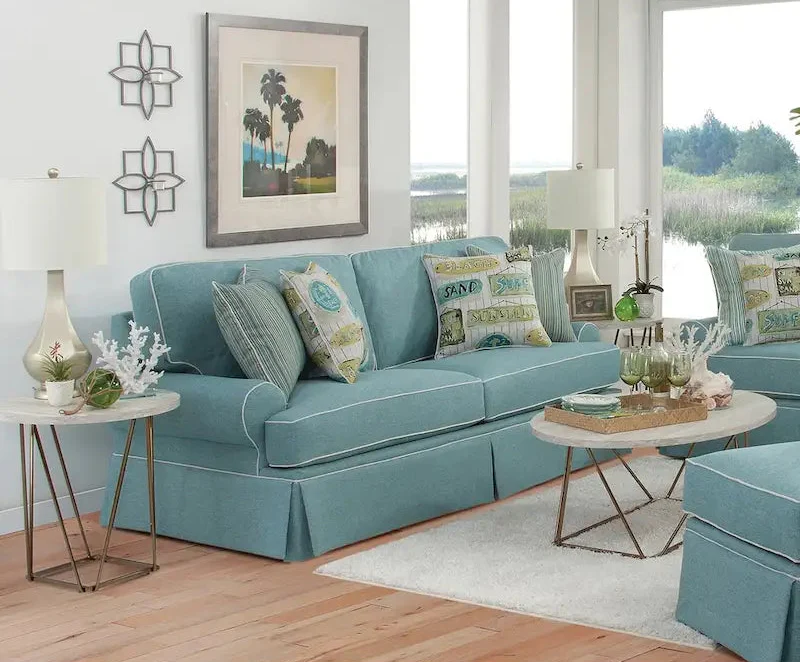 Classics Model Coastal Aqua Series Sofa with Four Accent Pillows