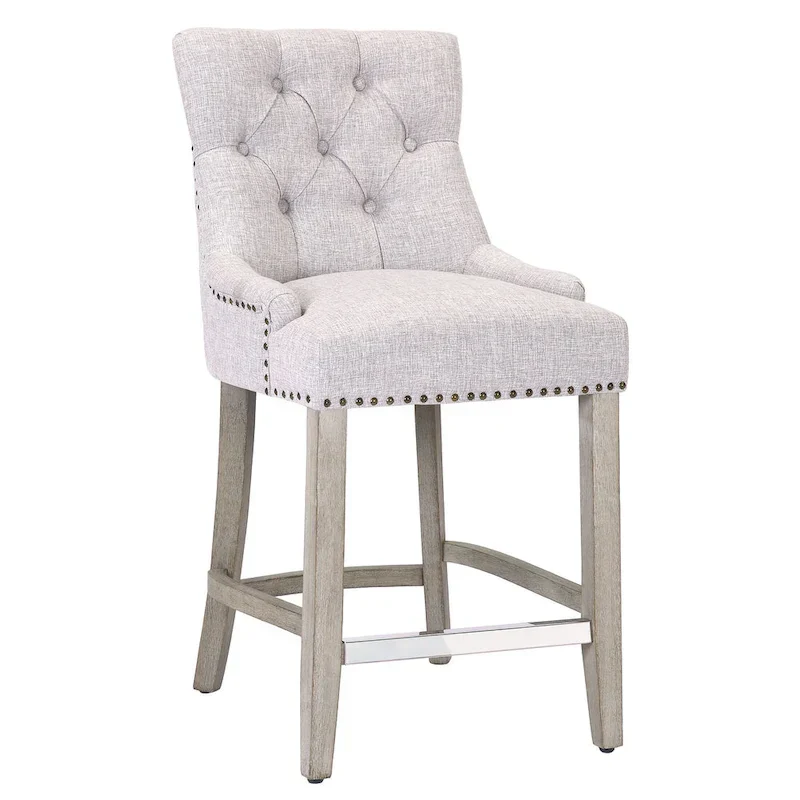 Upholstered Button Tufted Counter Bar Stool