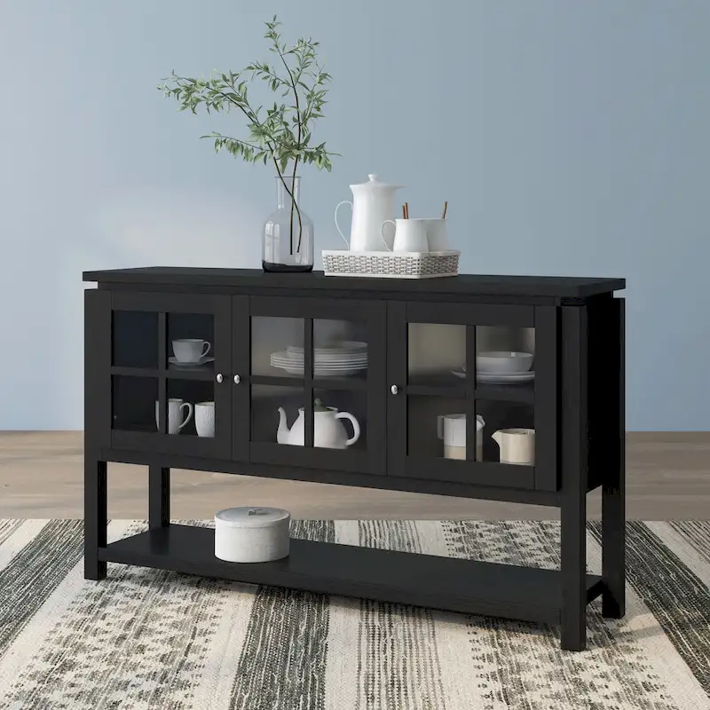 DH BASIC Modern Farmhouse 59 Windowpane Cabinet Buffet by Denhour