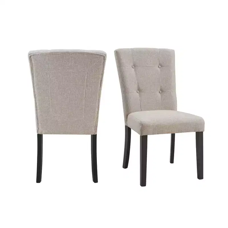 Set of 2 Landon Tufted Upholstered Chair Set Taupe - Picket House Furnishings: Contemporary Polyester, Foam-Filled