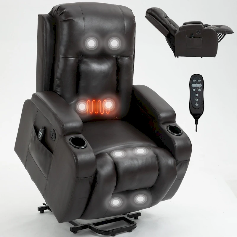 Infinite Position Power Lift Recliner Chair for Elderly, with 8-Point Vibration Massage and Lumbar Heating, USB Charging Port