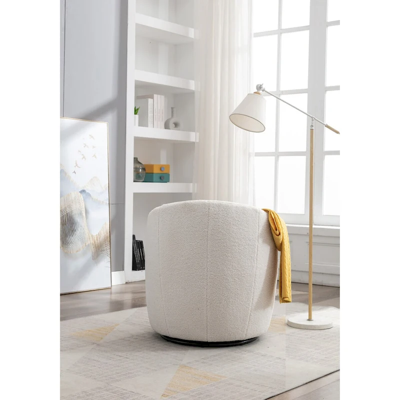 Swivel Accent Armchair Barrel Chair with Black Powder Coating, Blue