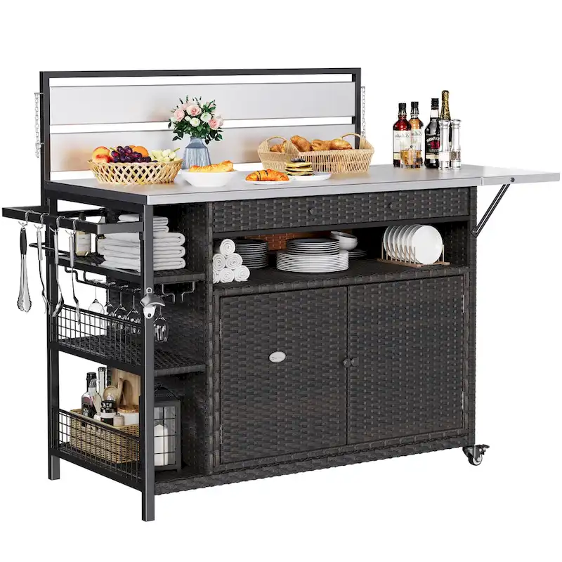 Moasis 54.3 Wicker Bar Cart