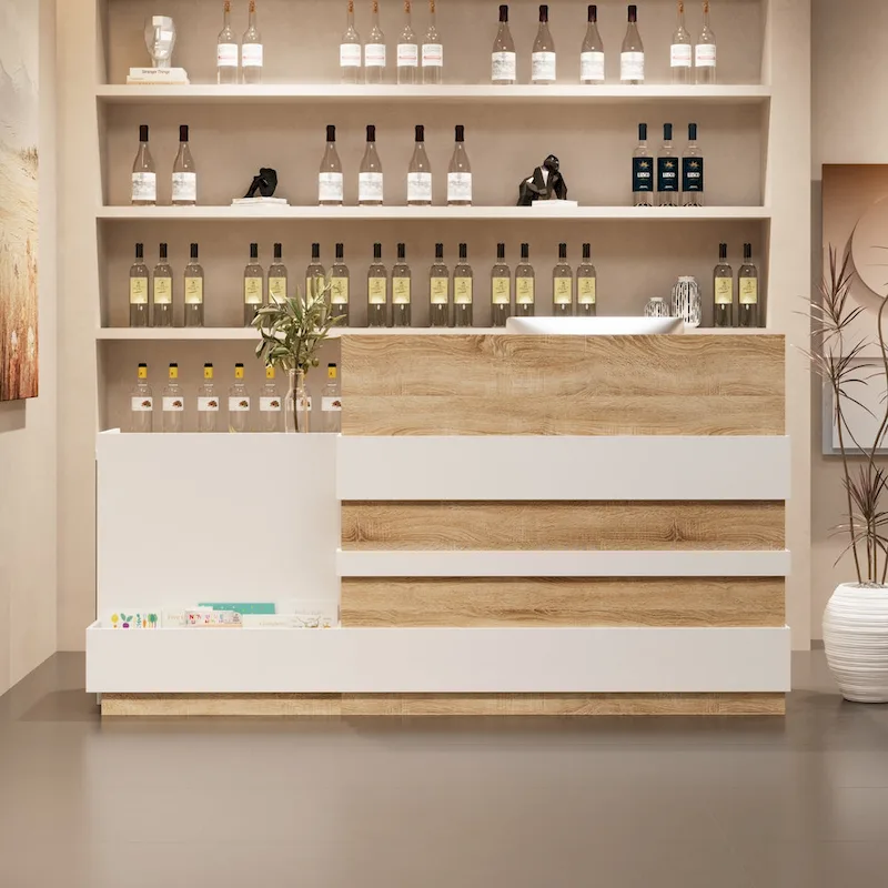 Salon Reception Counter with Keyboard Tray Large Working Desk