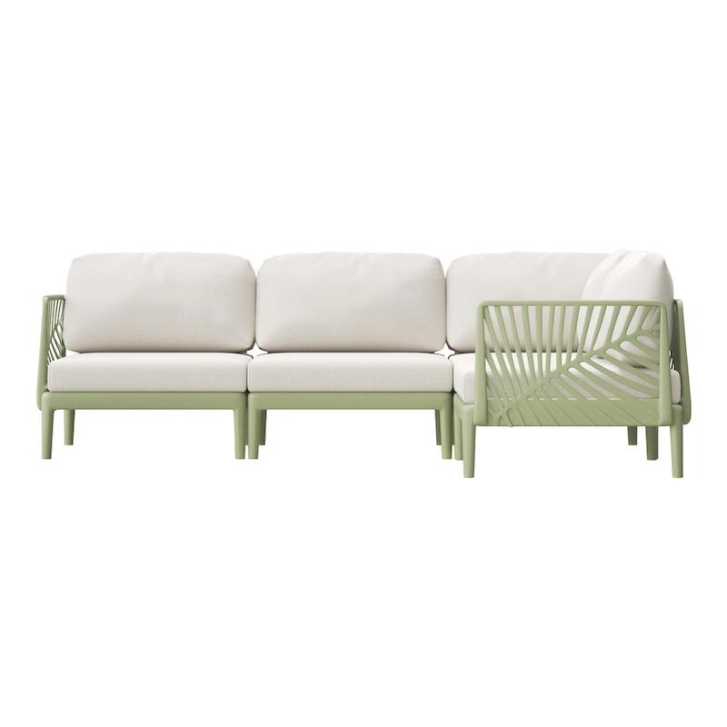 Frond and Form 4-Person Outdoor Patio Sectional with Cushions