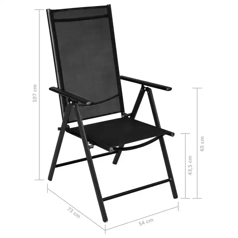 vidaXL Bistro Set Black Powder-coated aluminum, textilene, glass, steel