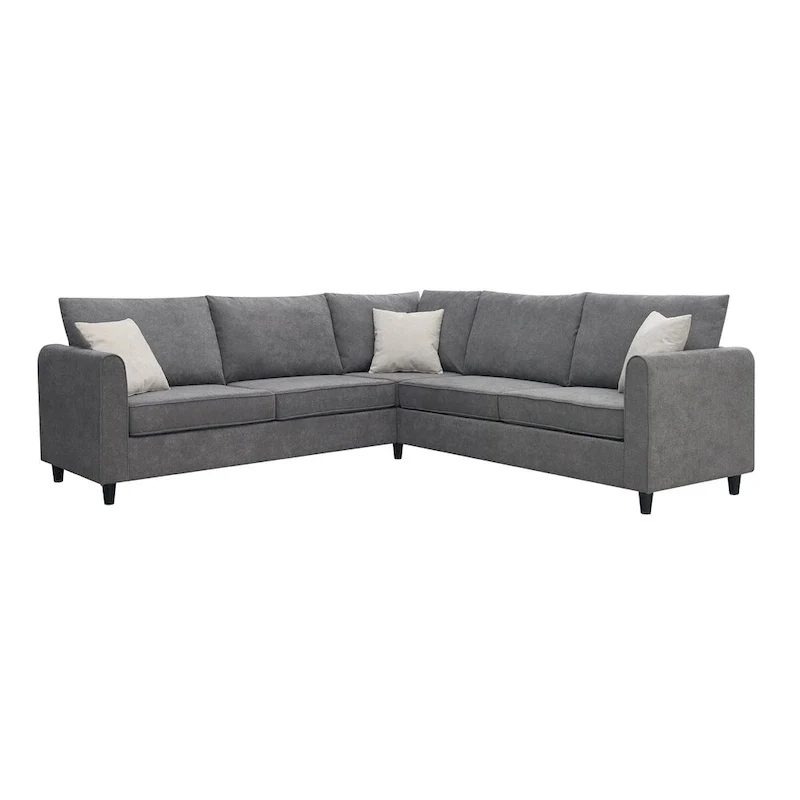 91-inch Modern L-shaped Upholstered Sectional Sofa with Three Pillows - 91W x 91D x 33.5H