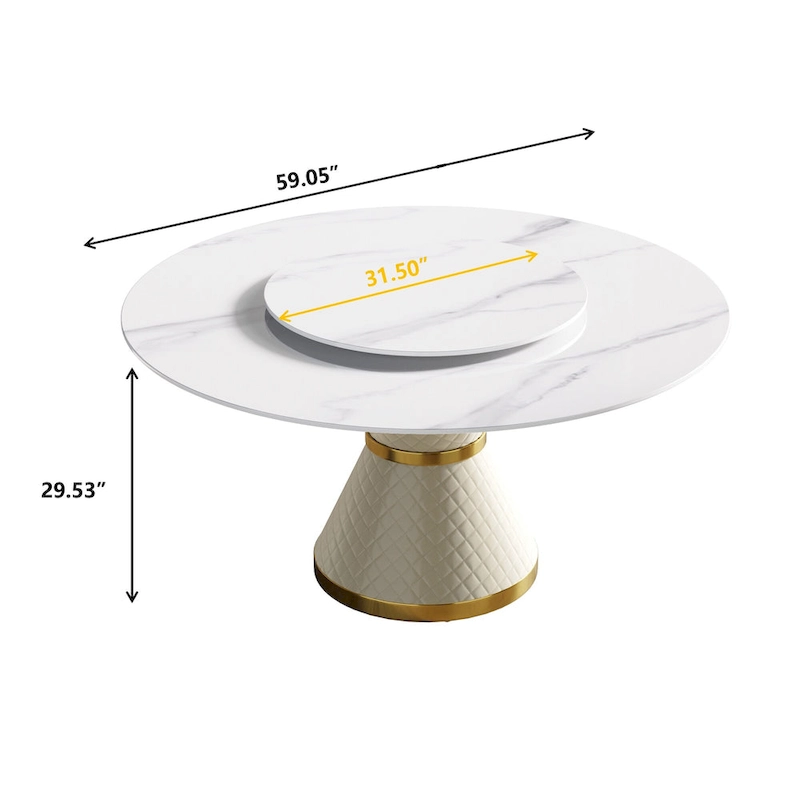 59 Modern Marble Dining Table Round Dining Table with Lazy Susan