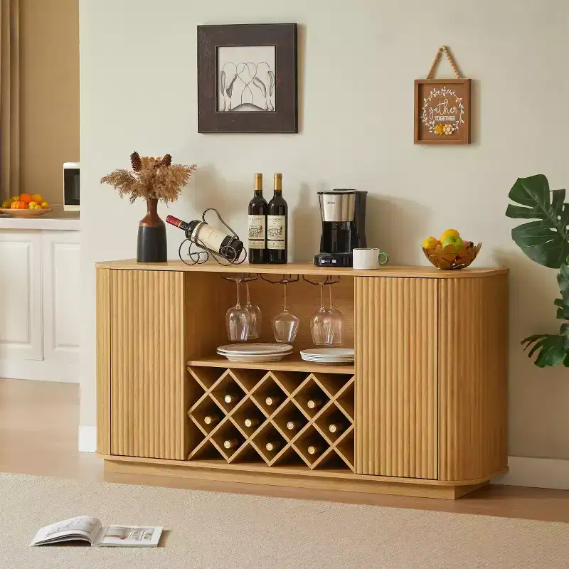 58 Modern Sideboard Buffet Cabinet, Coffee Bar Storage Cabinet with Adjustable Shelves, Bar Cabinet for Kitchen or Dining Room-Panipeachy