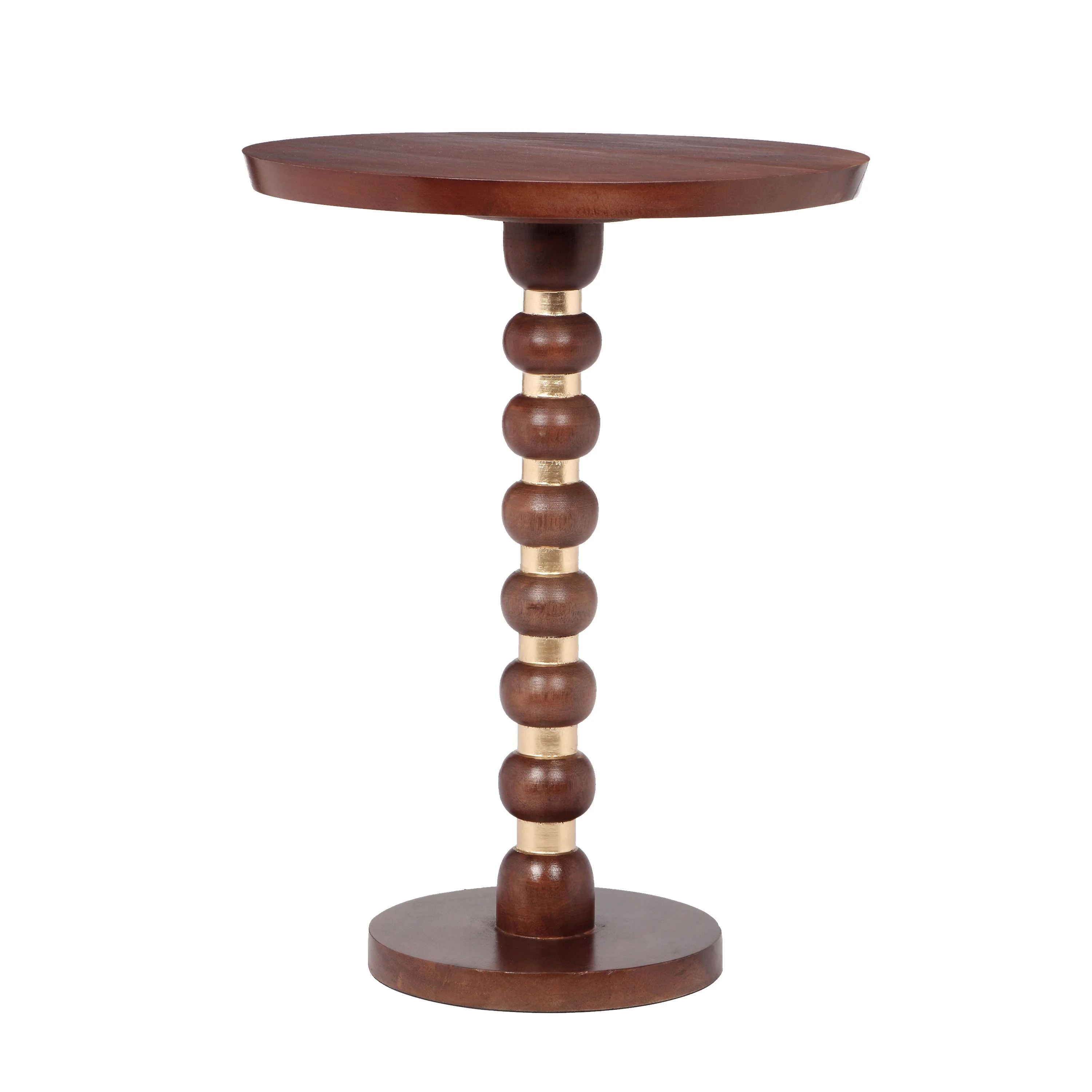 Handcrafted Solid Mango Wood Pedestal End Table ¨C 17 Round