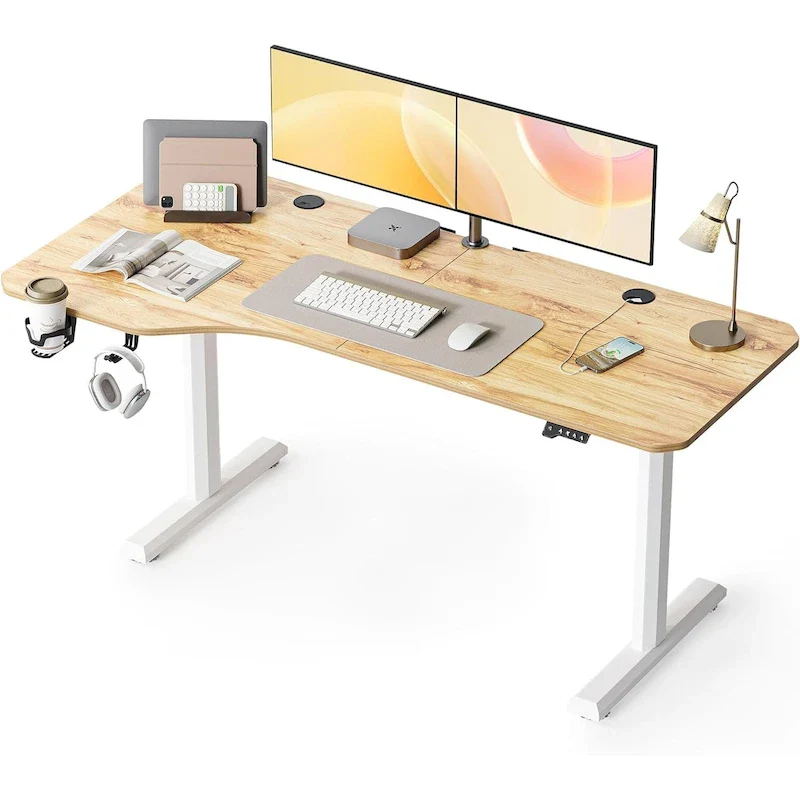 Height Adjustable Electric Standing Desk, Sit Stand Home Office Desk with Splice Board