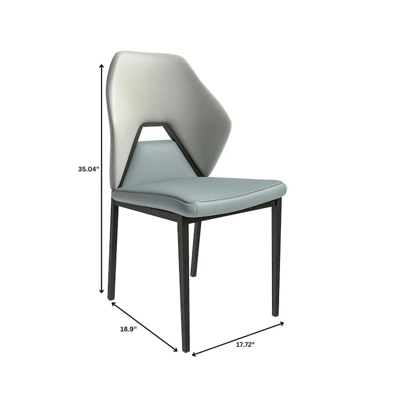 PU Leather Dining Chair – Brown/Grey/Blue Grey/Green Blue/White, Iron Legs, Single