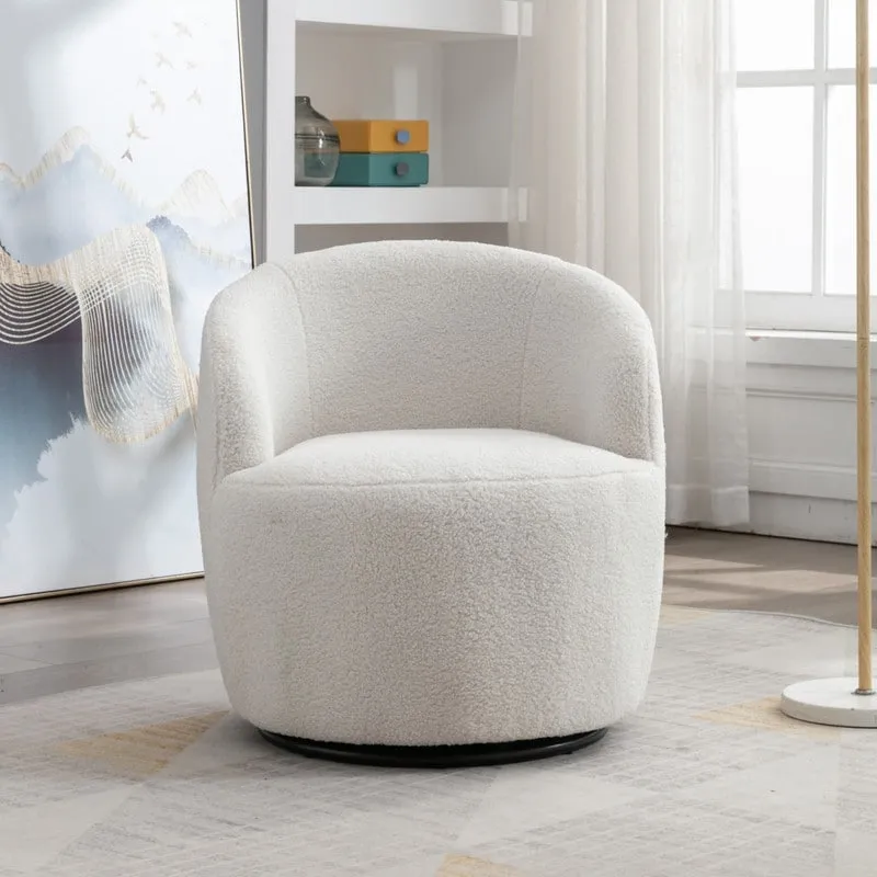 Teddy Fabric Swivel Accent Barrel Chair With Powder Coating Metal Ring