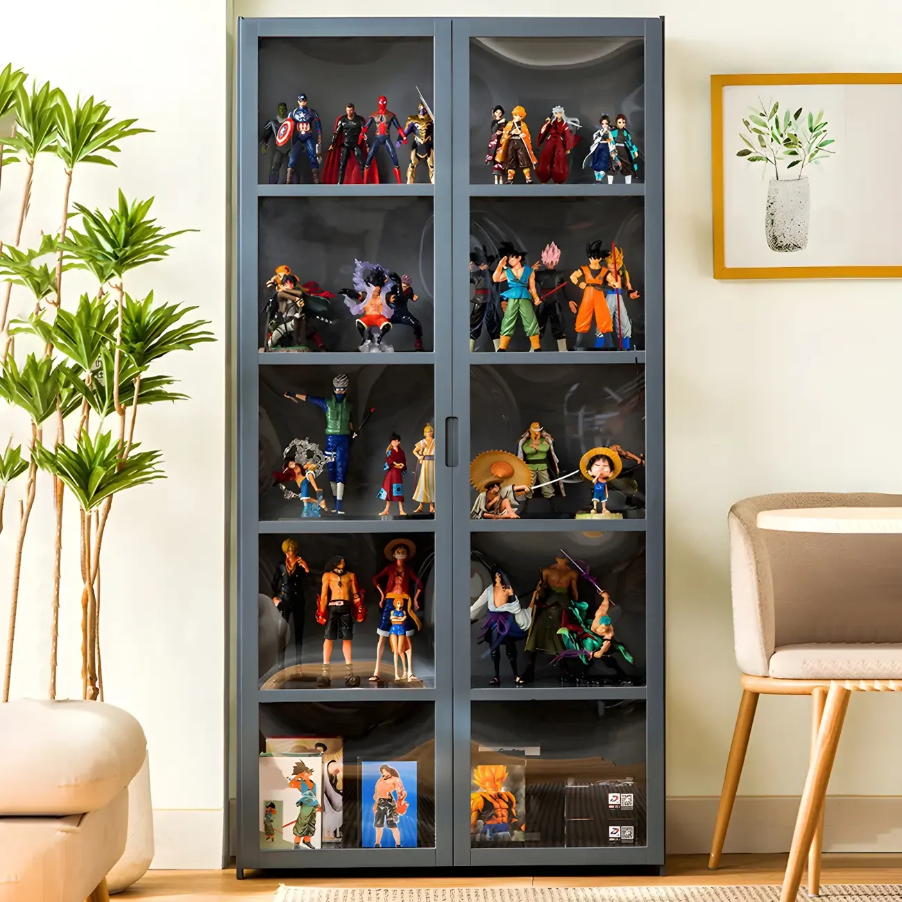 Modern Natural Bamboo Acrylic Standard  Display Cabinet