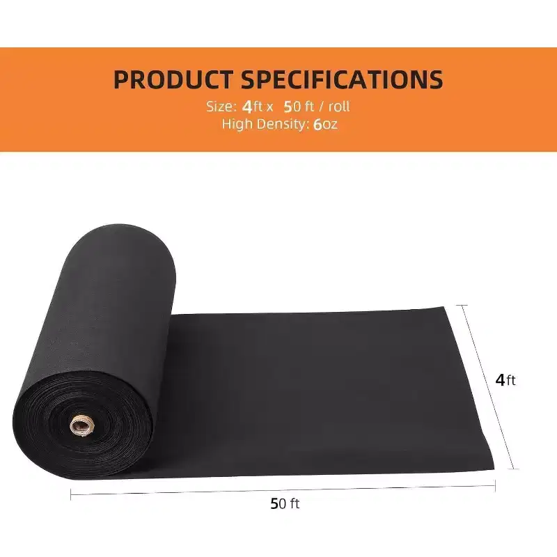 6.0oz Sturdy Garden Weed Barrier Fabric, 4x50ft Landscape Ground Cover with Alignment Stripes for Easy Planting