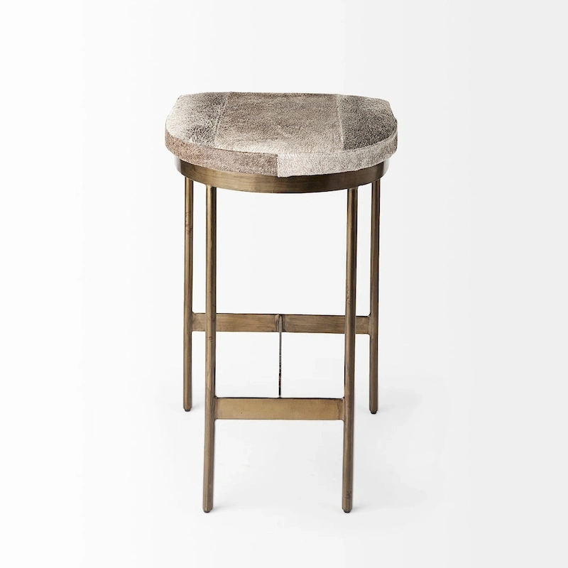 Millie Black Genuine Leather Seat with Nickel Metal Frame Counter Stool