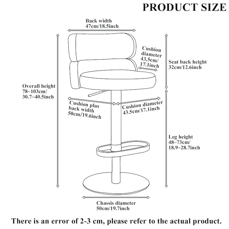 CAROCC Velvet Counter Bar stool with Height Adjustable and Swivel