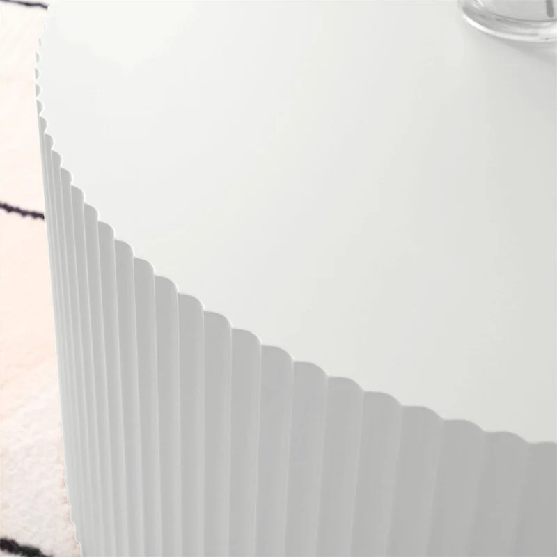 35.43 Wood Round Coffee Table with Handcrafted Relief