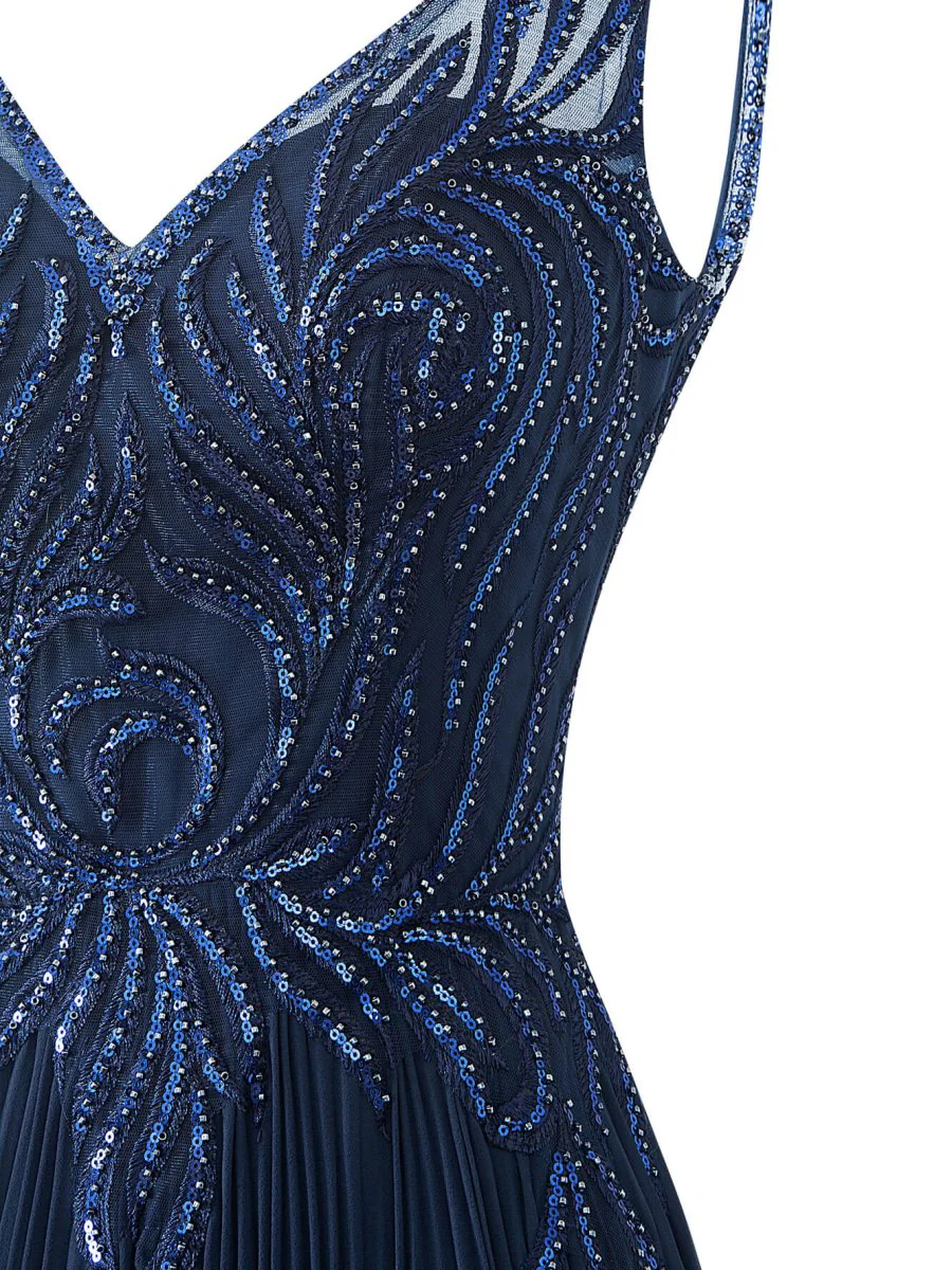 Dark Green A-line V-neck Chiffon Prom Dress